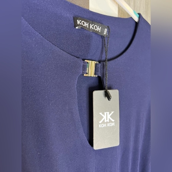 319. NWT Koh Koh Long Sleeve Formal Navy Dress Medium - Picture 3 of 7